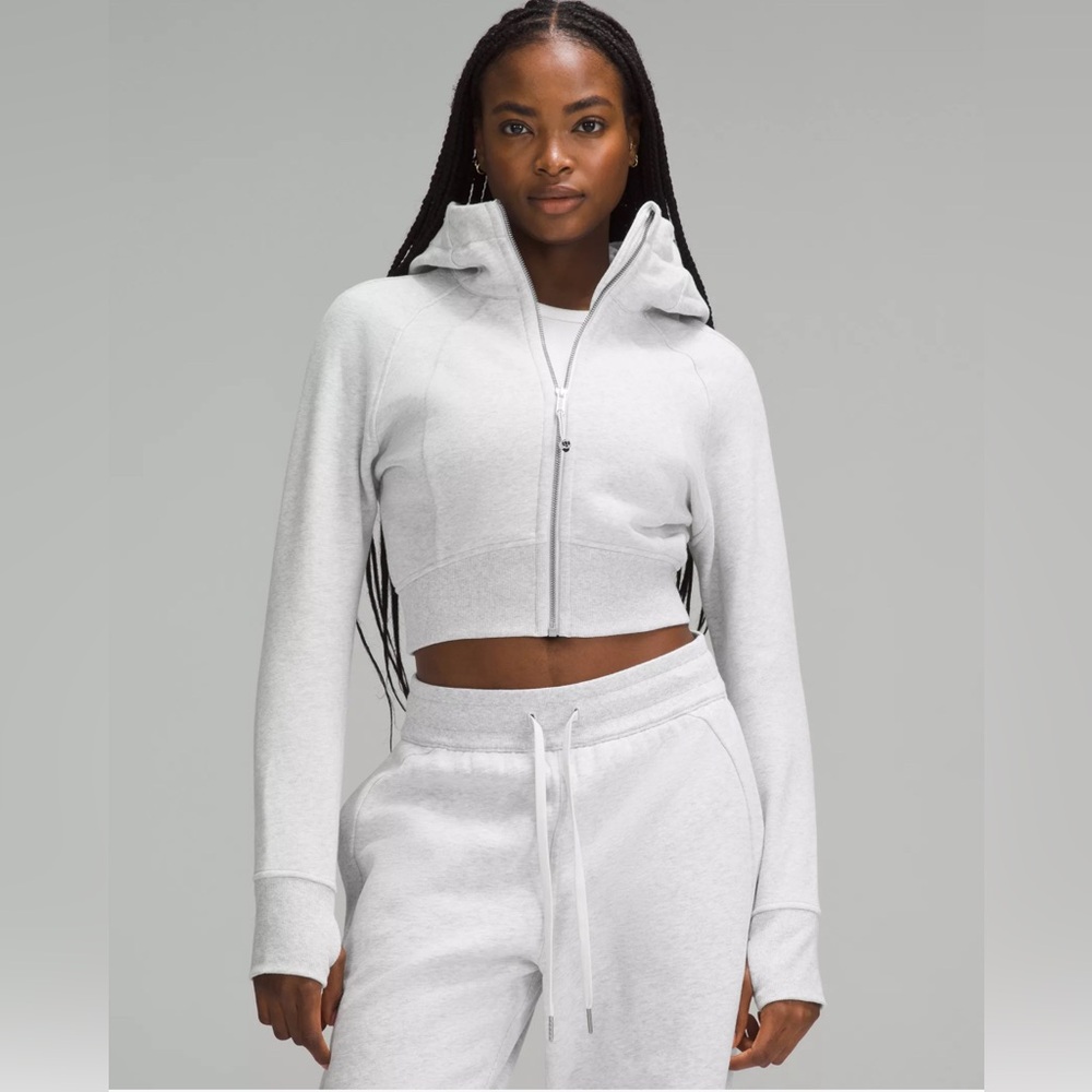 Lululemon Athletica Heather Grey Crop Fitted Hoodie